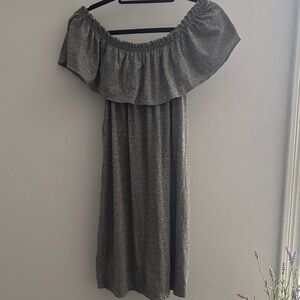 Current/Elliott Off-Shoulder Midi Dress in Gray